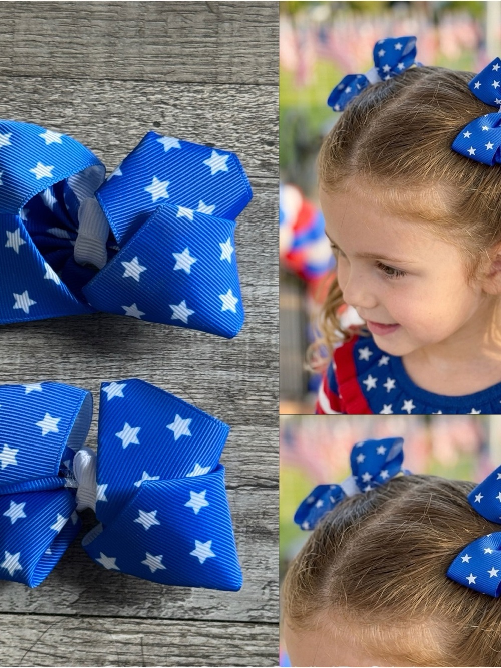 Blue Star Hair Bows - Set of 2